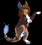 ambiguous_gender anthro blue_eyes blue_fire blue_inner_ear blue_nose blue_pawpads blue_spikes bottomless brown_body brown_clothing brown_fur brown_hair brown_jacket brown_topwear clothed clothing colored_fire digitigrade ear_piercing eyewear eyewear_on_head feet fire flaming_tail fur goggles goggles_on_head hair handpaw hindpaw industrial_piercing jacket leopard_spots open_clothing open_jacket open_topwear partially_clothed pawpads paws piercing semi-anthro simple_background snout solo spiked_tail spikes spikes_(anatomy) spots spotted_inner_ear spotted_nose spotted_pawpads tail topwear transparent_background white_body white_fur sebdoggo canid canine cheetah felid feline fox hybrid hyena mammal 2012 aliasing alpha_channel cel_shading digital_drawing_(artwork) digital_media_(artwork) full-length_portrait microsoft_paint_(artwork) portrait shaded