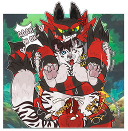 anal anal_penetration anthro balls bodily_fluids butt cum cum_inside duo genital_fluids genitals male male/male male_penetrated male_penetrating male_penetrating_male muscular muscular_anthro muscular_male penetration penile sex magikarpii nintendo pokemon felid generation_7_pokemon incineroar leopard mammal pantherine pokemon_(species) snow_leopard tiger adobe_photoshop_(artwork) digital_media_(artwork) hi_res