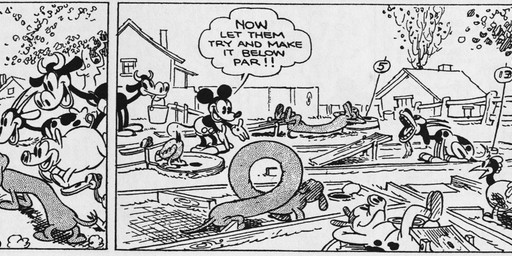 ambiguous_gender anthro bottomwear clothed clothing dialogue floppy_ears footwear gloves group handwear horn male motion_lines open_mouth outside pants plant quadruped shoes speech_bubble tail teeth text tree floyd_gottfredson hardie_gramatky disney public_domain mickey_mouse wienie_the_dachshund anatid anseriform avian bird bovid bovine canid canine canis caprine cattle chicken dachshund domestic_dog domestic_pig duck galliform goat hunting_dog mammal mouse murid murine phasianid rodent suid suine sus_(pig) 1930 20th_century absurd_res ancient_art comic dated english_text hi_res long_image monochrome wide_image