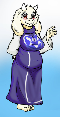 anthro blue_background female front_view gradient_background simple_background solo standing unknown_artist undertale undertale_(series) toriel boss_monster_(undertale) bovid caprine mammal source_request