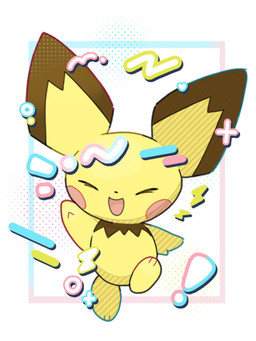 ambiguous_gender anthro exclamation_point eyes_closed happy open_mouth paws simple_background solo ama_luna197 nintendo pokemon generation_2_pokemon pichu pokemon_(species) 2025 hi_res