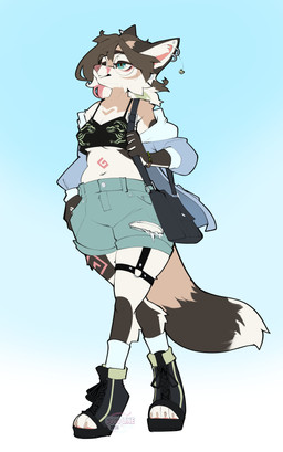 anthro biped bottomwear breasts claws clothed clothed_anthro clothed_female clothing ear_piercing feet female fingers footwear front_view fully_clothed fully_clothed_anthro fully_clothed_female fur hair inner_ear_fluff navel pants piercing shoes simple_background socks solo standing tail teeth toes topwear tuft cocoline_(artist) lin_(cocoline) canid canine fox mammal 2026 absurd_res digital_drawing_(artwork) digital_media_(artwork) hi_res