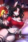 5_fingers anthro black_hair breasts clothed clothing eyebrows eyelashes female fingers hair lips red_eyes smile solo thick_bottom_lip longdanger 2021 digital_media_(artwork) hi_res