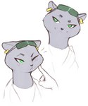 anthro blush ear_piercing ear_ring eyewear female fur glasses green_eyes grey_body grey_fur piercing poking ring_piercing solo conditional_dnp pudgeruffian brand_new_animal studio_trigger marie_itami mammal mink mustelid musteline true_musteline absurd_res hi_res