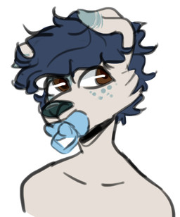 ambiguous_gender anthro blue_ear_tips dipstick_ears ear_markings hair multicolored_ears pacifier simple_background solo monsterbunny gally_(monsterbunny) canid canine canis mammal 2016 archived_source bust_portrait digital_drawing_(artwork) digital_media_(artwork) portrait