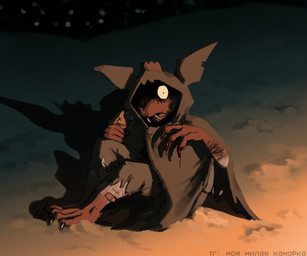 anthro band-aid bandage bandage_on_eye blood blood_drip bodily_fluids clothing dripping fangs female holding_object looking_at_viewer night open_mouth outside shadow sitting snow solo star teeth wounded x_eyes krisha288 pretty_blood elma_(pretty_blood) aquatic bat fish malino mammal 2025 digital_media_(artwork) hi_res watermark