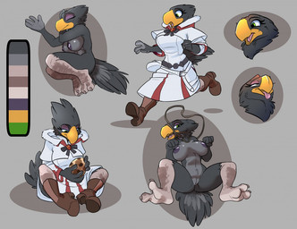2_toes 4_fingers anthro avian_feet bdsm beak belly big_breasts biped black_body black_feathers bondage boots bound breasts claws clothed clothing countershade_torso countershading eyelashes eyes_closed eyeshadow feathers feet female fingers footwear genitals green_eyes grey_background grey_belly grey_body grey_claws grey_countershading half-closed_eyes holding_object innie_vulva looking_at_viewer looking_down lying makeup multiple_poses muzzle_(object) muzzled narrowed_eyes navel nipples non-mammal_breasts nude on_back on_side open_mouth open_smile paw_pose pose purple_nipples robe running shoes simple_background sitting smile solo spread_legs spreading surprised tail tail_feathers toe_claws toes tongue tongue_out vulva yellow_beak siroc final_fantasy square_enix keiba_(feril) avian bird chocobo 2018 digital_media_(artwork) model_sheet
