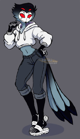 5_toes anthro bottomwear clothing crop_top denim denim_bottomwear denim_clothing feet femboy footwear humanoid_feet jeans male navel pants plantigrade sandals shirt shoes solo toes topwear zimakum hellaverse helluva_boss stolas_(helluva_boss) avian bird demon owl absurd_res colored_sketch hi_res sketch