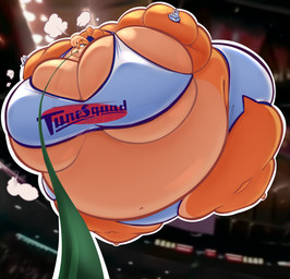 accessory air_inflation anthro basketball_uniform belly belly_expansion big_belly big_breasts big_butt big_cheeks black_eyebrows blonde_hair blue_eyes blue_hairband body_inflation bottomwear breast_expansion breasts butt butt_expansion cheek_expansion clothing expansion eyebrows eyelashes female floating gloves hair hair_accessory hairband handwear high-angle_view hose hose_in_mouth hose_inflation huge_belly huge_breasts huge_butt huge_thighs hyper hyper_belly hyper_breasts hyper_butt hyper_inflation hyper_thighs inflation inside looking_up multicolored_body orange_body outline puffed_cheeks red_nose shirt shorts solo sportswear stadium tan_body tan_ears text text_on_clothing thick_thighs thigh_expansion tight_clothing topwear two_tone_body uniform white_bottomwear white_clothing white_gloves white_handwear white_outline white_shirt white_shorts white_topwear disco_chaos looney_tunes warner_brothers lola_bunny lagomorph leporid mammal rabbit 2025 absurd_res colored digital_media_(artwork) hi_res shaded