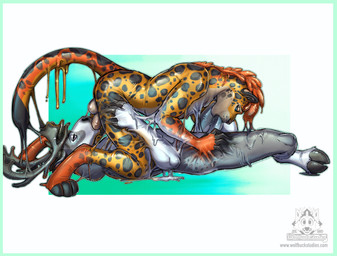 69_position anthro antlers assimilation border dripping duo fellatio goo_transformation green_border hooves horn kneeling lying male male/male melting on_back oral penile sex tail transformation newt_wolfbuck cake_(pointeightcake) traxx deer felid goo_creature jaguar mammal new_world_deer pantherine reindeer absurd_res hi_res