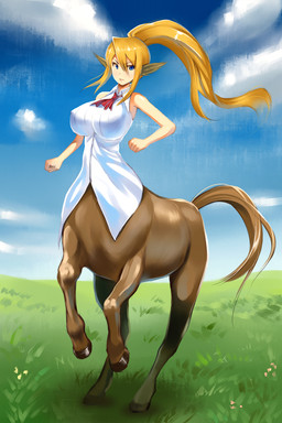 big_breasts big_ears blonde_hair blue_eyes breasts clothing eyebrow_through_hair eyebrows eyelashes feet female female_taur fingers fur hair hooves humanoid_pointy_ears monster_girl_(genre) mouth_closed nature nature_background outside pointy_ears ponytail quadruped solo split_form tail translucent translucent_hair unguligrade haruharu55 european_mythology greek_mythology monster_musume mythology centorea_shianus_(monster_musume) centaur equid equid_taur humanoid_taur mammal mammal_taur taur 2:3 hi_res