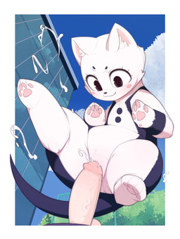 anus bestiality black_eyes bodily_fluids border building cheek_spots cum cum_in_vagina cum_inside detailed_background disembodied_penis duo ejaculation feet female female_focus female_penetrated feral feral_penetrated floating fur genital_fluids genitals humanoid_genitalia humanoid_penis interspecies looking_at_genitalia looking_at_penis looking_down male male/female male_penetrating male_penetrating_female mostly_offscreen_character pawpads penetration penile penile_penetration penis penis_in_vagina plant quadruped sex shallow_penetration size_difference smile soles solo_focus spread_legs spreading tree vaginal vaginal_penetration vulva white_body white_border white_fur kekitopu my_hero_academia ochaco_uraraka domestic_cat felid feline felis mammal absurd_res digital_media_(artwork) hi_res