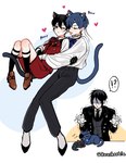 adolescent alternate_species black_hair bottomwear clothing feral feralized footwear furrification gloves group hair handwear humanoidized licking male pants personal_grooming pointy_ears prick_ears shoes social_grooming socks tail tongue trio young kurosh00kie black_butler ciel_phantomhive fan_character sebastian_michaelis theo_(kurosh00kie) animal_humanoid cat_humanoid domestic_cat felid felid_humanoid feline feline_humanoid felis human humanoid mammal mammal_humanoid hi_res father_(lore) father_and_child_(lore) father_and_son_(lore) mother_(lore) mother_and_child_(lore) mother_and_son_(lore) parent_(lore) parent_and_child_(lore) parent_and_son_(lore) son_(lore)