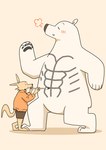 5_fingers anthro biped blush bottomwear brush clothing duo eyes_closed fingers kemono paintbrush paws shorts simple_background panda_po bear canid canine fox mammal polar_bear ursine 2024 hi_res