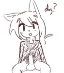 anthro balls bottomless clothed clothing collar erection genitals male oblivious partially_clothed penis solo spread_legs spreading text trick_(lwt) anonymous_artist lonely_wolf_treat canid canine canis mammal wolf english_text