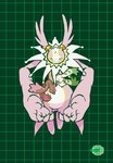 anthro bottom_heavy brown_body brown_fur evolutionary_family floating fur group hand_holding horn long_ears pink_body trio white_body white_fur chalkmoo bandai_namco digimon cherubimon cherubimon_(good) digimon_(species) lopmon terriermon hi_res