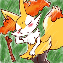 3_fingers ambiguous_anthro ambiguous_gender anthro arm_tuft biped bird's-eye_view black_body black_fur blush blush_lines cheek_tuft chest_tuft digitigrade dipstick_tail eyes_closed facial_tuft fingers front_view fur grass head_on_hand high-angle_view hip_tuft inner_ear_fluff lying markings multicolored_body multicolored_fur nude_ambiguous nude_anthro on_ground on_side open_mouth orange_body orange_fur orange_inner_ear_fluff orange_nose orange_tail_tip plant pointy_ears prick_ears shoulder_tuft simple_background sleeping solo stick tail tail_markings tapering_snout tuft two_tone_tail white_body white_fur yellow_body yellow_fur yellow_tail annyui0611 nintendo pokemon braixen canid generation_6_pokemon mammal pokemon_(species) 1:1 2021 colored digital_drawing_(artwork) digital_media_(artwork) hi_res japanese_description portrait shaded three-quarter_portrait translated_description