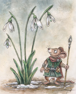 4_fingers 4_toes anthro biped brown_body brown_fur clother feet fingers fur male melee_weapon micro plant polearm snow solo spear toes weapon tyrie mammal mouse murid murine rodent wood_mouse 2025 hi_res