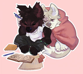 anthro chibi duo male male/male silly canid canine canis mammal wolf hi_res tagme