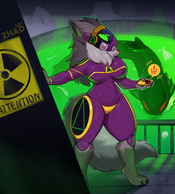 anthro armor bone female fur gas_mask geiger_counter hazard_symbol machine mask mountain multicolored_body multicolored_fur radiation_symbol skeleton solo symbol zhadart jewish_mythology mythology delta.b_the_protogen aquatic aquatic_dragon dragon leviathan mythological_creature mythological_marine mythological_scalie protogen scalie hi_res