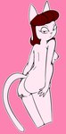 a_kitty_bobo_show anthro big_butt breasts brown_hair butt cartoon_network digital_drawing_(artwork) digital_media_(artwork) domestic_cat felid feline felis female gold-white-kott hair hand_on_butt hi_res holding_butt looking_at_viewer looking_back maggie_(kitty_bobo) mammal nipples nude pink_body resting_bitch_face simple_background slim solo tail