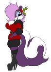 anthro big_breasts boots breasts clothing ear_piercing female footwear hair hair_over_eye high_heeled_boots high_heels holly_(plant) knee_boots knee_highs legwear one_eye_obstructed piercing plant shoes solo solratic tiny_toon_adventures warner_brothers fifi_la_fume mammal mephitid skunk