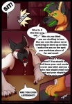 anthro bioluminescence boss canid canine canis clothed clothing comic dialogue digital_media_(artwork) domestic_dog duo english_text fur glowing green_eyes male mammal office red_eyes teeth text threatening worker zambuka zombie_(character)