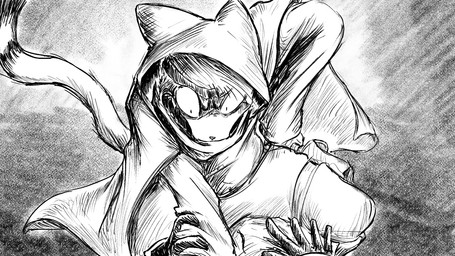 anthro bandanna_on_forehead cloak clothing duo female hand_on_arm male muffler pouch_(clothing) pull_out strangling thigh_strap dragonweirdo puck_(dragonweirdo) tula_(dragonweirdo) canid canine canis domestic_dog domestic_ferret mammal mustelid musteline true_musteline weasel hi_res