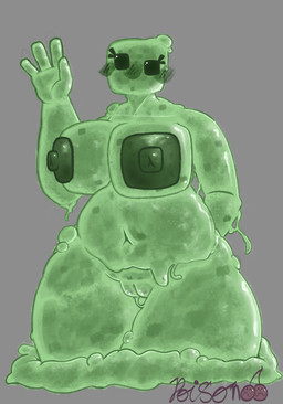 anthro areola asymmetrical_eyes belly big_breasts blush blush_lines breasts dripping dripping_vulva female genitals glistening glistening_body glistening_eyes goopy melting nipples non-mammal_nipples puffy_areola puffy_nipples slightly_chubby slightly_chubby_female slime solo thick_thighs vulva poisonedcherry_(artist) microsoft minecraft mojang xbox_game_studios gelatinous_humanoid goo_creature slime_(minecraft) absurd_res hi_res