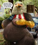 american_flag anthro areola beak belly big_areola big_belly blush bodily_fluids breast_milking breasts brown_body brown_feathers clawed_fingers claws clothing covering covering_breasts dialogue embarrassed feathers female female_anthro hand_on_breast holidays lactating looking_at_viewer looking_away milk montgomery_glands navel nipples outie_navel outside overweight overweight_anthro overweight_female panties pink_nipples pregnant pregnant_anthro pregnant_female shirt solo speech_bubble stretch_marks text thick_thighs topwear truck_(vehicle) underwear united_states_of_america vehicle white_body white_feathers wide_hips yellow_beak yellow_eyes band1tnsfw 4th_of_july accipitrid accipitriform avian bald_eagle bird eagle sea_eagle 5:6 absurd_res digital_drawing_(artwork) digital_media_(artwork) english_text hi_res portrait