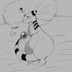 ambiguous_gender anthro bed belly bird's-eye_view blush blush_lines featureless_crotch featureless_feet featureless_hands feet forehead_gem furniture gem grey_background head_on_pillow high-angle_view huge_thighs looking_at_viewer lying on_bed on_side open_mouth overweight overweight_ambiguous overweight_anthro pear-shaped_figure question_mark semi-anthro simple_background solo speech_bubble tail thick_thighs wide_hips dodudoru nintendo pokemon ampharos generation_2_pokemon pokemon_(species) 2025 digital_media_(artwork) greyscale hi_res monochrome shaded sketch
