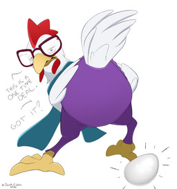3_toes ambiguous_gender annoyed beak bottomwear butt clothing dialogue egg eyewear feathers feet feral folded_wings glasses implied_oviposition looking_at_viewer looking_back neck_accessory pants question question_mark rear_view scarf simple_background solo tail tail_feathers text toes toony wattles wearing_glasses white_background white_body white_feathers wings yellow_beak zecret_colors sam_and_max skunkape_games telltale telltale_games mr._featherly_(sam_and_max) avian bird chicken galliform phasianid 2026 absurd_res artist_name colored digital_drawing_(artwork) digital_media_(artwork) hi_res shaded male_(lore)