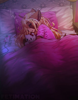 anthro bedwetting blonde_hair blush bodily_fluids button_(fastener) button_pop cellphone clothed clothing curled_up desperation diaper diaper_under_clothing diaper_under_onesie electronics eyes_closed female fetal_pose fluffy fluffy_tail furgonomics genital_fluids hair heart_symbol holding_object holding_plushie long_hair onesie peeing phone pillow plushie sleeping smartphone solo sound_effects tail unclean_diaper under_covers urine used_diaper wardrobe_malfunction wearing_diaper wet_diaper wetting fetimation hello_kitty_(series) sanrio arya_(fetimation) hello_kitty_(character) ailurid mammal red_panda animated hi_res long_playtime sound video