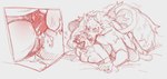 all_fours anal anal_orgasm anal_penetration anthro arm_tuft ball_tuft balls big_ears big_tail bodily_fluids breast_squish breasts butt chest_tuft claws close-up cum cum_drip cum_in_ass cum_inside cumshot doggystyle dripping drooling drooling_tongue duo ejaculation fangs female finger_in_mouth fluffy fluffy_tail from_behind_position genital_fluids genitals hand_grab hand_holding hands-free heart_symbol knot licking male male/female neck_lick neck_tuft open_mouth orgasm orgasm_face penetration penis presenting presenting_hindquarters red_line_art red_lines red_linework saliva saliva_string sex shaking shoulder_tuft size_difference squish steam steamy_breath sweat sweatdrop tail teeth tongue tongue_grab tuft vein veiny_penis doomchik mythology balbes_(yabalbes) doomcheg_(doomchik) calico_cat canid canine domestic_cat felid feline felis mammal mythological_canine mythological_creature werecanid werecanine werecreature werewolf colored_line_art guide_lines hi_res sketch