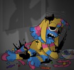 ambiguous_gender anthro begging black_blood blood bodily_fluids bruised_eye candy candy_bowl colored_blood crying dessert drugged duo fangs female food gore ichor lying on_side pinata ribbons shadow shaking substance_intoxication tears teeth torn_ear trembling unusual_blood unusual_bodily_fluids vexedcalyx dandy's_world yatta_(dandy's_world) animate_inanimate living_pinata 2025 hi_res