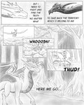 4:5 ambiguous_gender black_and_white claws comic comic_panel confident dialogue dragon duo english_text european_mythology female feral forest hi_res horn leaf line_art monochrome mythological_creature mythological_scalie mythology nature nuree_art outside plant reevah_(nuree_art) scalie sketch speech_bubble spikes text tree western_dragon wings