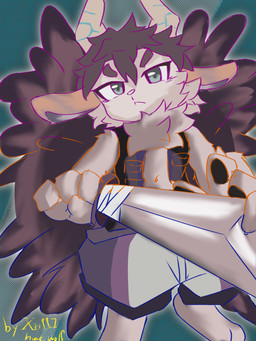 male melee_weapon rabbit_ears solo sword weapon hunt_wolf konami yu-gi-oh! beat_bladesman_fur_hire fur_hire duel_monster lagomorph leporid mammal rabbit 3:4 hi_res