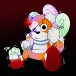antenna_wire anthro character_transformation clothing corruption doll emanata face_squish footwear gem glowing glowing_gem gradient_background hand_on_cheek hand_on_face hypnosis lgbt_pride mid_transformation mind_control motion_lines multi_tail multicolored_neckwear multicolored_scarf neckwear onomatopoeia pawpads plushie plushification pride_color_neckwear pride_color_scarf pride_colors ringed_eyes scarf seam_(sewing) shoes simple_background solo sound_effects spiral squish static stitch_(sewing) tail text tf_into_fictional_character transformation transgender_pride_colors yepperspeppers nintendo pokemon sega sonic_the_hedgehog_(series) tails_doll willow_(willowpoke) animate_inanimate canid canine fox generation_1_pokemon living_plushie mammal pokemon_(species) vulpix 1:1 chromatic_aberration film_grain hi_res nonbinary_(lore) trans_(lore)
