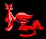 ambiguous_gender anthro duo rope smile conditional_dnp labbit_(artist) domestic_cat felid feline felis mammal black_and_red hi_res