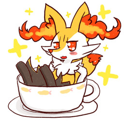 3_toes ambiguous_anthro ambiguous_gender anthro arm_tuft biped black_body black_fur blush blush_lines blush_stickers cheek_tuft chest_tuft container cup digitigrade dipstick_tail facial_tuft feet front_view fur hip_tuft in_container in_cup inner_ear_fluff lounging markings micro multicolored_body multicolored_fur no_pupils nude_ambiguous nude_anthro open_:3 open_mouth orange_body orange_eyes orange_fur orange_inner_ear_fluff orange_tail_tip pointy_ears prick_ears shoulder_tuft simple_background solo sparkles tail tail_markings tapering_snout tea_cup three-quarter_view toes tuft two_tone_tail white_background white_body white_fur yellow_body yellow_fur yellow_tail annyui0611 nintendo pokemon braixen canid generation_6_pokemon mammal pokemon_(species) 1:1 2021 digital_drawing_(artwork) digital_media_(artwork) full-length_portrait hi_res japanese_description portrait translated_description