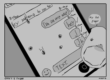 anthro electronics holding_object holding_phone phone screen text texting texting_ui wet lilmoonie oinky_(lilmoonie) domestic_pig mammal suid suine sus_(pig) 2025 black_and_grey comic english_text monochrome