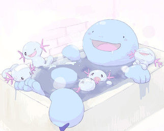 ambiguous_gender bath bathtub beady_eyes blue_body blush bodily_fluids drooling evolutionary_family group large_group open_mouth open_smile pink_tongue purple_tongue saliva smile tail tongue water pechihedbun2 nintendo pokemon generation_2_pokemon pokemon_(species) quagsire wooper digital_drawing_(artwork) digital_media_(artwork) shaded