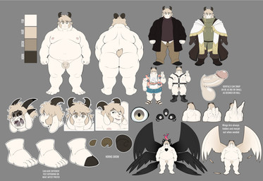 2_horns 4_horns 4_toes 5_eyes 5_toes 6_wings aloha_shirt anthro balls belly big_belly big_butt biped black_clothing black_footwear black_horn black_jacket black_sclera black_shoes black_topwear black_wings blue_bottomwear blue_clothing blue_shorts boots bottomless bottomless_anthro bottomless_male bottomwear brown_bottomwear brown_clothing brown_footwear brown_gloves brown_handwear brown_horn brown_pants brown_shoes butt cloak clothed clothing cloven_hooves color_swatch darkened_balls darkened_genitalia darkened_penis disembodied_eyes disembodied_foot disembodied_head disembodied_penis elemental_manipulation erection expressions feathered_wings feathers feet fire fire_manipulation flaccid floppy_ears footwear foreskin front_view fur genitals gesture glans glistening glistening_eyes glistening_genitalia glistening_glans glistening_penis gloves glowing green_clothing grey_background hair hand_gesture handwear harness heart_(marking) hooves horn huge_butt huge_wings humanoid_feet humanoid_genitalia humanoid_hands humanoid_penis information information_section jacket larger_but_small leather leather_harness looking_at_viewer male markings moobs multi_eye multi_horn multi_wing navel nipples nude open_clothing open_jacket open_mouth open_topwear overweight overweight_anthro overweight_male pants pattern_clothing pattern_shirt pattern_topwear penis pink_glans pink_nipples plantigrade pose pupils rawr rear_view sandals shaft_divide sharp_teeth shirt shoes short_tail shorts simple_background small_balls small_penis smile solo standing sweater t-shirt tail tan_balls tan_eyes tan_hair tan_penis tan_tail teeth text thick_penis thick_thighs toes tongue topless topless_anthro topless_male topwear transformation turtleneck unretracted_foreskin v_sign vein white_body white_clothing white_eyes white_sclera white_shirt white_skin white_topwear white_wings wide_hips wings conditional_dnp erobos bogg_(erobos) bovid caprine demon half_demon mammal sheep absurd_res colored digital_drawing_(artwork) digital_media_(artwork) english_text flat_colors hi_res model_sheet multiple_images shaded
