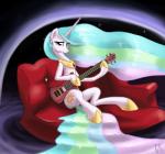 bass_guitar cutie_mark female furniture guitar horn markings musical_instrument playing_guitar playing_music plucked_string_instrument sofa solo string_instrument sun_(marking) gsphere friendship_is_magic hasbro my_little_pony mythology princess_celestia_(mlp) equid equine mammal mythological_creature mythological_equine unicorn hi_res