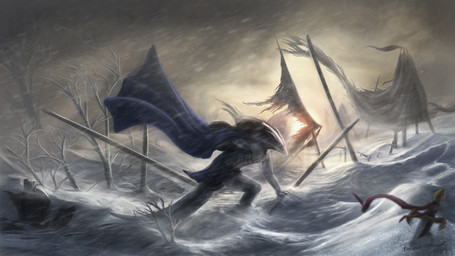 abs anthro biped cape clothing day flag grey_body grey_scales grey_skin headwind ice male melee_weapon outside scales snow snowing solo standing sword weapon wind themefinland mythology dragon mythological_creature mythological_scalie scalie hi_res