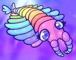 female feral heart_eyes heart_symbol multicolored_body purple_eyes rainbow_body solo sparklefur superflat pandorathedragon anomalocarid anomalocaris arthropod marine prehistoric_species 2019 colorful_theme digital_drawing_(artwork) digital_media_(artwork) pastel_theme watermark