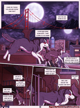 alley bridge city city_background cityscape dialogue duo female fence feral fire_escape golden_gate_bridge light moon moonlight mountain night parkour racing rooftop san_francisco side_view speech_bubble talking_feral teasing wings parooty leyrune_(parooty) veya_(parooty) border_collie canid canine canis collie demon domestic_dog herding_dog husky mammal nordic_sled_dog pastoral_dog sheepdog spitz hi_res