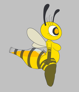 2_antennae antennae_(anatomy) anthro arthropod_abdomen bald biped black_antennae breasts butt eyelashes featureless_breasts female female_anthro fur gloves_(marking) grey_background insect_wings leg_markings markings monotone_background nude nude_anthro nude_female side_view simple_background socks_(marking) soda_bottle_tail solo standing striped_markings stripes wings yellow_body yellow_fur gooblie_2 arthropod bee hybrid hymenopteran insect living_bottle absurd_res hi_res