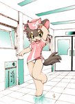 anthro clothed clothing female hat headgear headwear hospital nurse nurse_clothing nurse_uniform panties solo tail tail_under_skirt underwear uniform white_clothing white_panties white_underwear momiji_yu-ga canid canine domestic_cat felid feline felis mammal