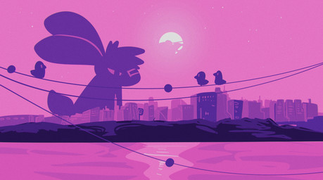 band-aid band-aid_on_face band-aid_on_nose bandage bandage_on_face bandage_on_nose building city cityscape feral half-closed_eyes male narrowed_eyes pink_sky sky skyscraper solo sun xing1 nick_(xing1) avian bird kaiju lagomorph leporid mammal rabbit hi_res